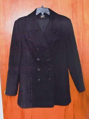 Size S, Women's Black Double Breasted, JaD Wool P Coat